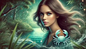 A young woman symbolizing the Zodiac sign Cancer