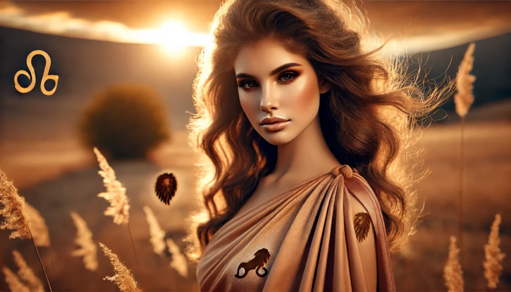 A young woman symbolizing the essence of the Zodiac sign Leo