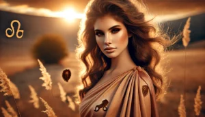 A young woman symbolizing the essence of the Zodiac sign Leo