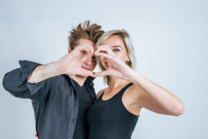 Portrait of happy young couple love together