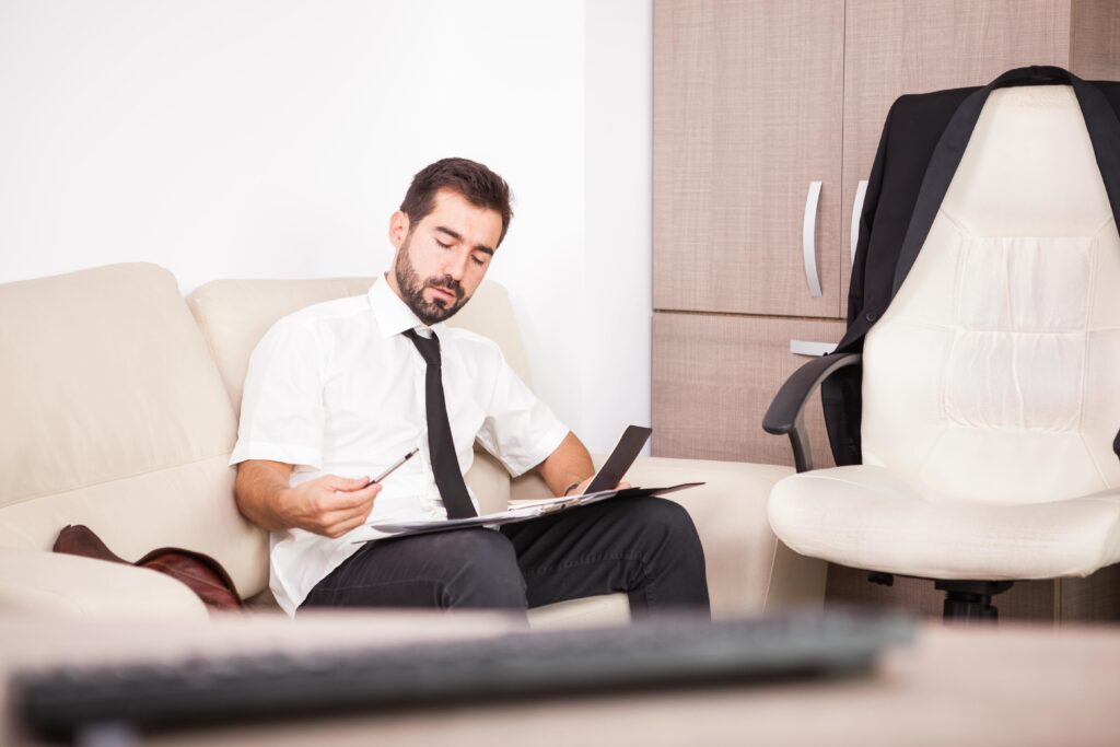 Businessman working in his office